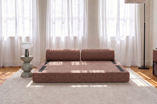 Canapé 3 places convertible et modulable - Tissu tweed Rouge