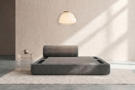 Canapé 2 places convertible et modulable - Velours côtelé Gris