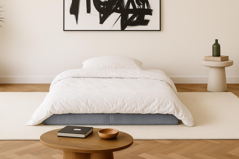 Canapé droit convertible et modulable 2 places - Velours côtelé - Gris