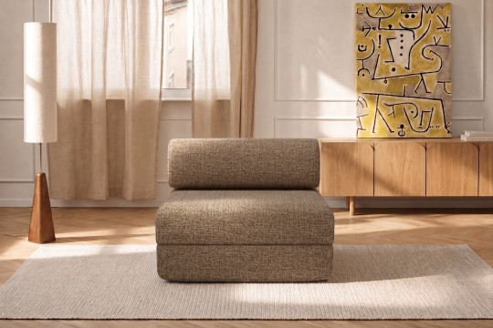 Fauteuil convertible et modulable - Tissu tweed Marron