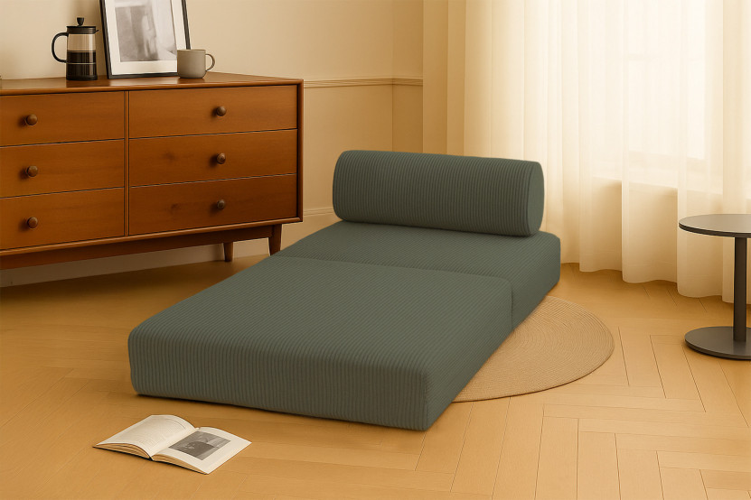 Fauteuil convertible et modulable - Velours côtelé - Vert