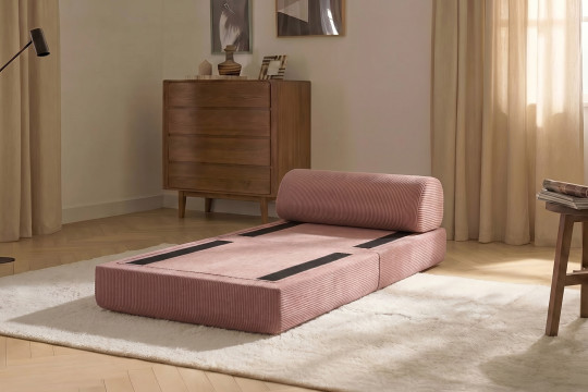 Fauteuil convertible et modulable - Velours côtelé Rose