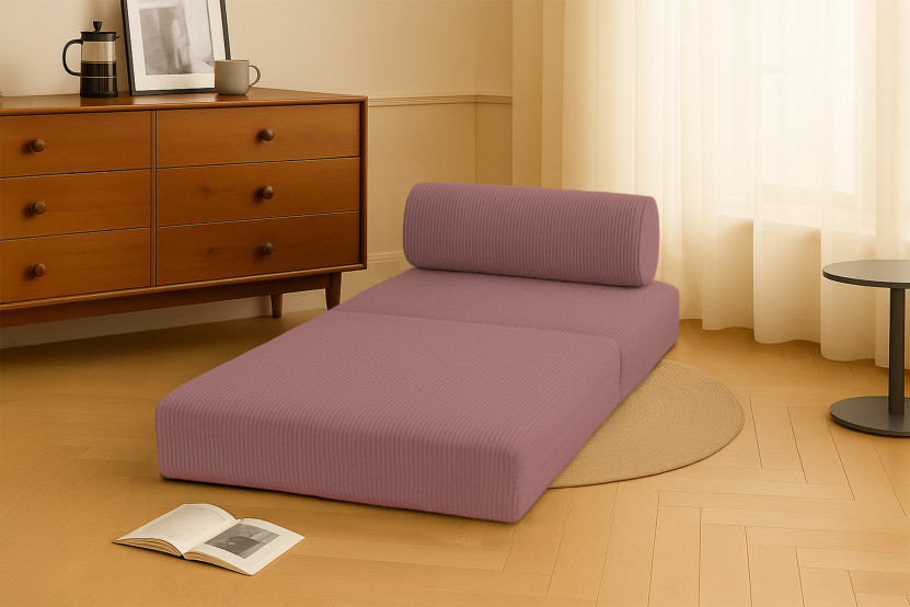 Fauteuil convertible et modulable - Velours côtelé - Rose