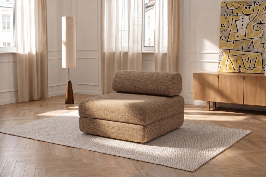 Fauteuil convertible et modulable - Tissu tweed Marron