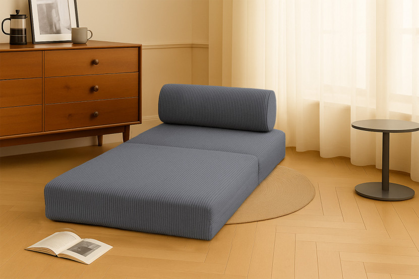 Fauteuil convertible et modulable - Velours côtelé - Gris