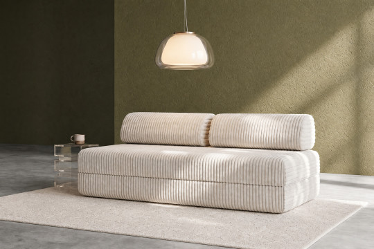Canapé 3 places convertible et modulable - Velours côtelé XL Blanc