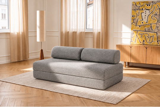 Canapé 3 places convertible et modulable - Tissu tweed Gris