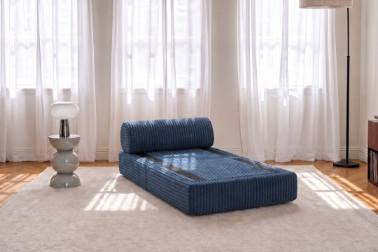 Fauteuil convertible et modulable - Velours côtelé XL Bleu