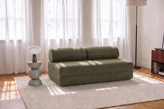 Canapé 3 places convertible et modulable - Velours côtelé XL Vert