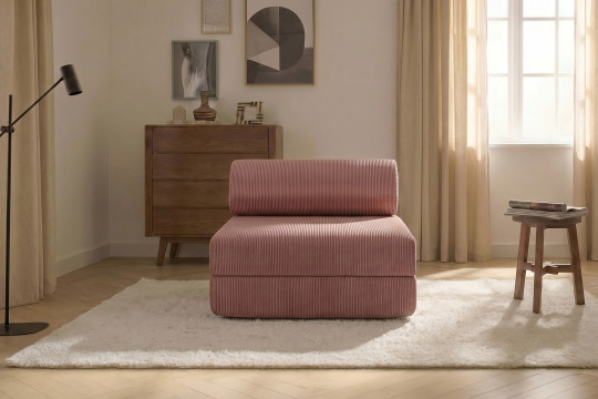 Fauteuil convertible et modulable - Velours côtelé Rose