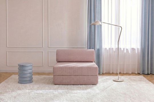 Fauteuil convertible et modulable - Velours côtelé Rose pâle