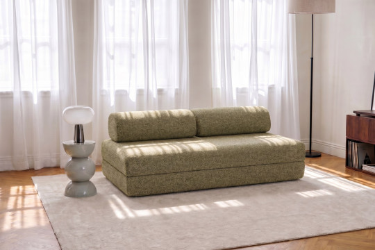 Canapé 3 places convertible et modulable - Tissu tweed Vert
