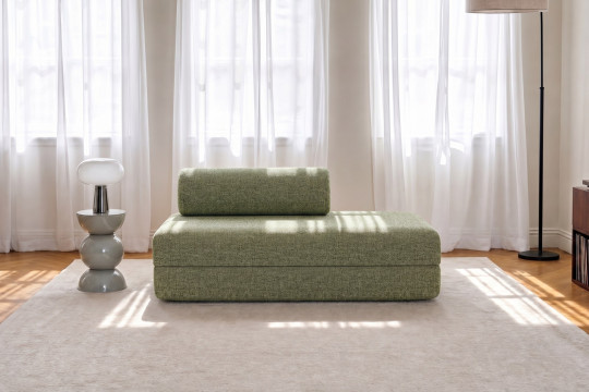 Canapé 2 places convertible et modulable - Tissu tweed Vert