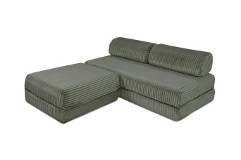 Canapé d'angle convertible 4 places - Velours côtelé XL - Vert