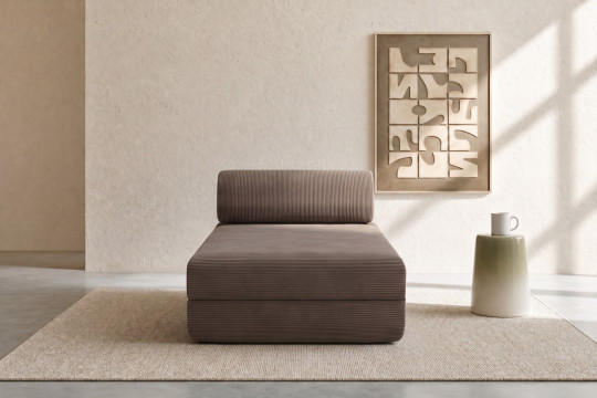 Méridienne convertible et modulable - Velours côtelé Taupe