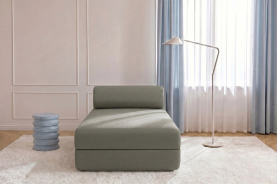 Méridienne convertible et modulable - Tissu lisse Taupe
