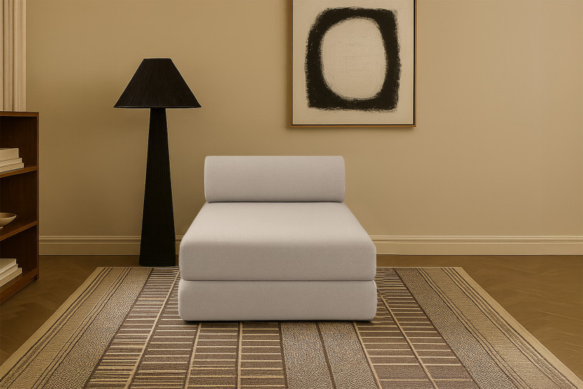 Méridienne convertible et modulable - Tissu lisse - Taupe
