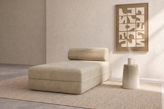 Méridienne convertible et modulable - Velours côtelé Beige