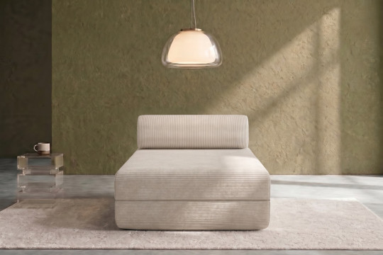 Méridienne convertible et modulable - Velours côtelé Blanc
