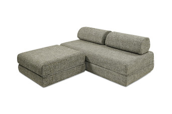 Canapé d'angle convertible 4 places - Tissu tweed - Vert