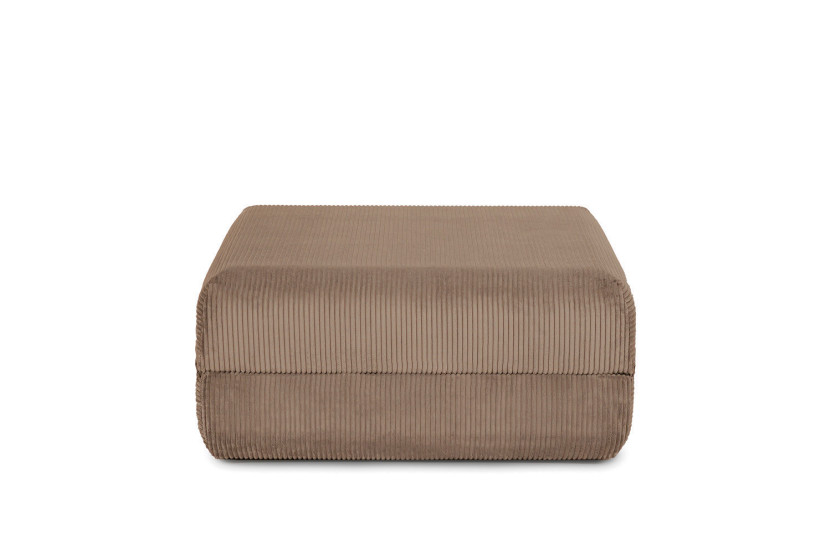 Pouf convertible et modulable - Velours côtelé - Taupe