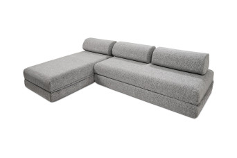 Canapé d'angle convertible 6 places - Tissu tweed - Gris