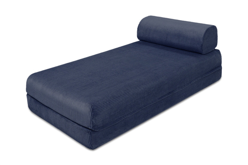 Méridienne convertible et modulable - Velours côtelé - Bleu