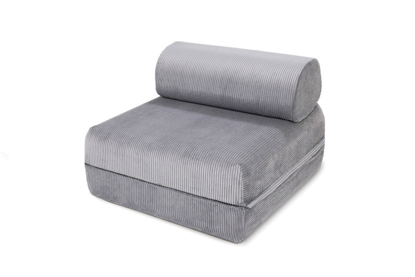 Fauteuil convertible et modulable - Velours côtelé - Gris clair