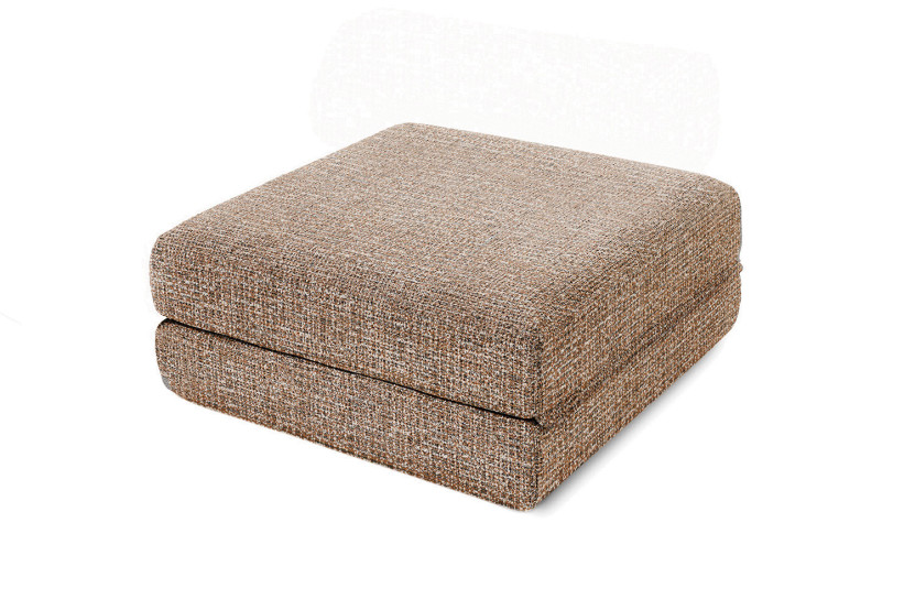 Pouf convertible et modulable - Tissu tweed - Marron