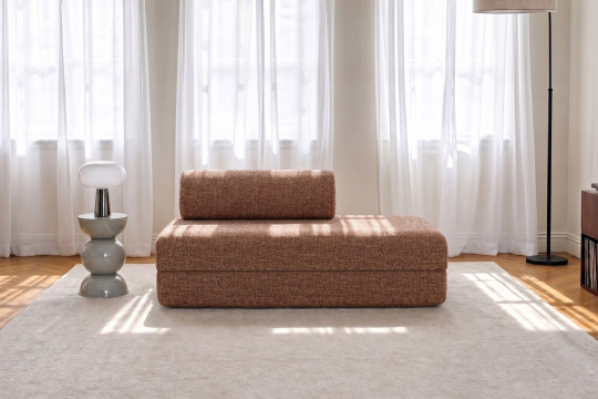 Canapé 2 places convertible et modulable - Tissu tweed Rouge