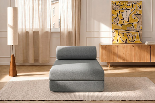 Méridienne convertible et modulable - Tissu lisse Gris