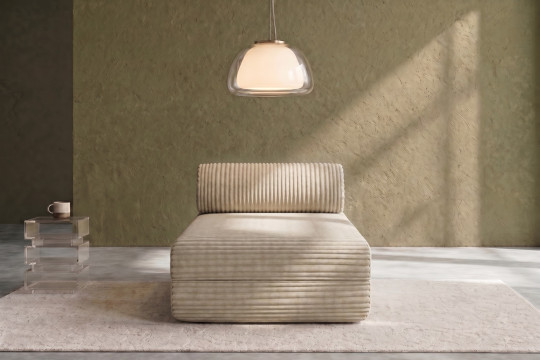 Méridienne convertible et modulable - Velours côtelé XL Beige