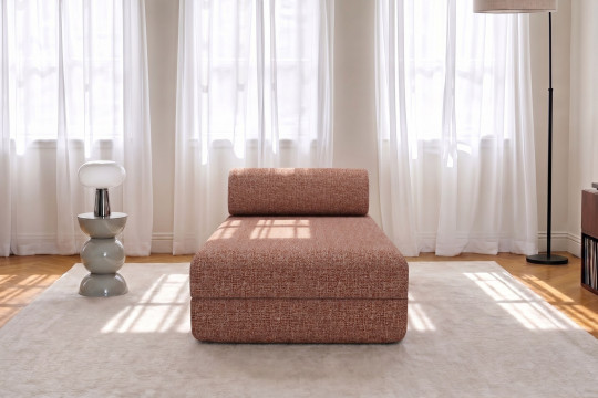 Méridienne convertible et modulable - Tissu tweed Rouge