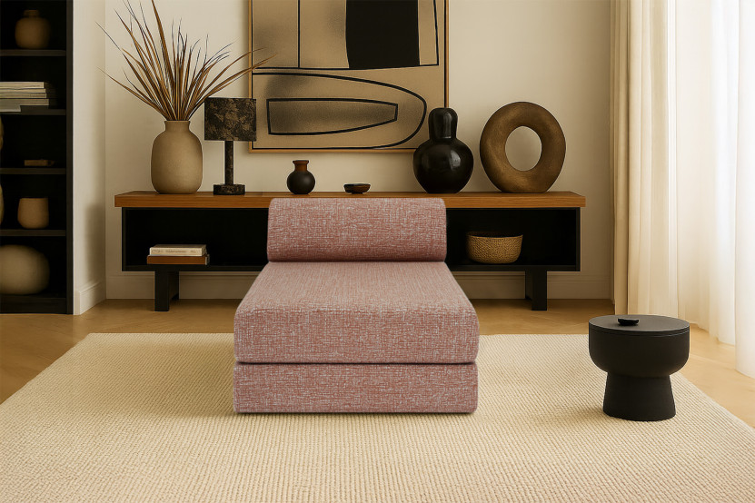 Méridienne convertible et modulable - Tissu tweed - Rouge
