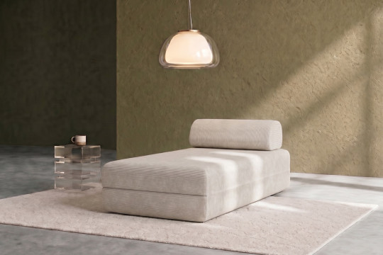 Méridienne convertible et modulable - Velours côtelé Blanc