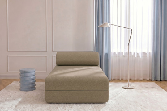 Méridienne convertible et modulable - Tissu lisse Marron