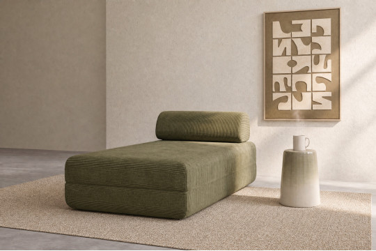 Méridienne convertible et modulable - Velours côtelé Vert