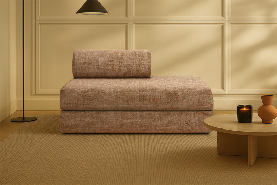 Canapé 2 places convertible et modulable - Tissu tweed Marron