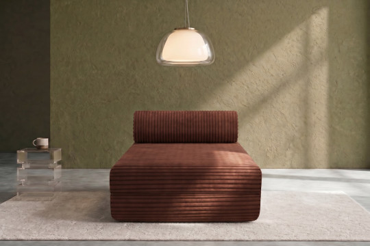 Méridienne convertible et modulable - Velours côtelé XL Terracotta