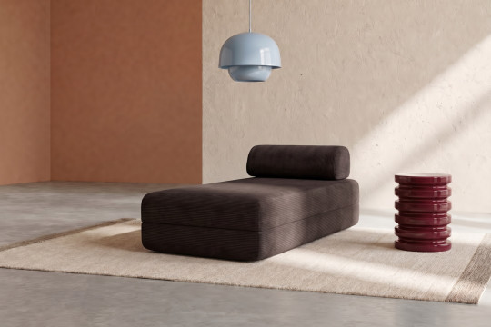 Méridienne convertible et modulable - Velours côtelé Marron