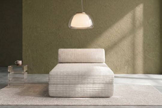 Méridienne convertible et modulable - Velours côtelé XL Blanc