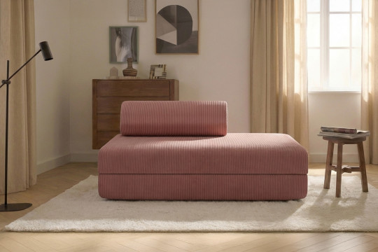 Canapé 2 places convertible et modulable - Velours côtelé Rose