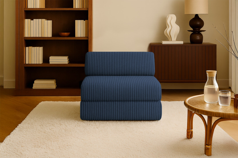 Fauteuil convertible et modulable - Velours côtelé XL - Bleu