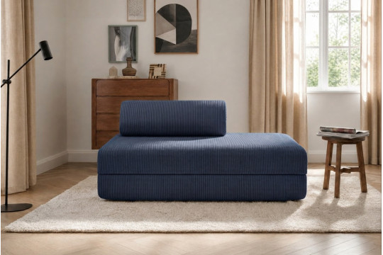 Canapé 2 places convertible et modulable - Velours côtelé Bleu