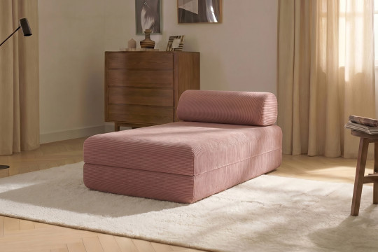 Méridienne convertible et modulable - Velours côtelé Rose