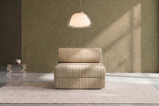Fauteuil convertible et modulable - Velours côtelé XL Beige