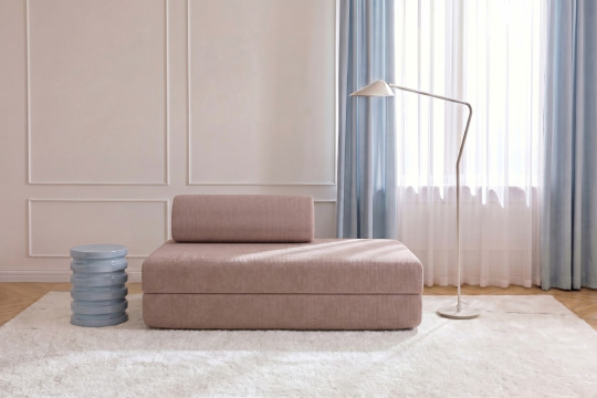 Canapé 2 places convertible et modulable - Velours côtelé Rose pâle