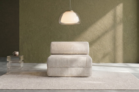 Fauteuil convertible et modulable - Velours côtelé XL Blanc