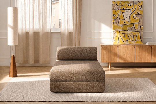 Méridienne convertible et modulable - Tissu tweed Marron
