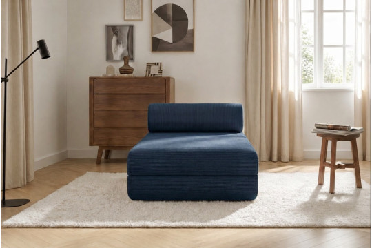 Méridienne convertible et modulable - Velours côtelé Bleu